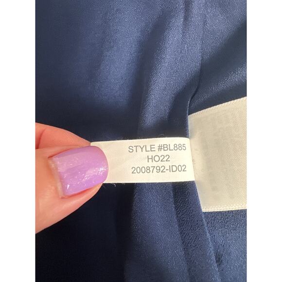 J. Crew V Neck Shimmery Clip Dot Ruffleneck Top Blue Size M - Picture 7 of 12